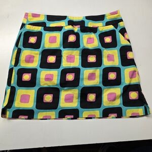 Loudmouth Women's Colorful Square Golf Skort Skirt Lined Side Zipper Size 4